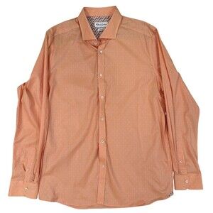 Robert Graham Shirt Men’s 46/18 Orange Long Sleeve Button Up X Designer